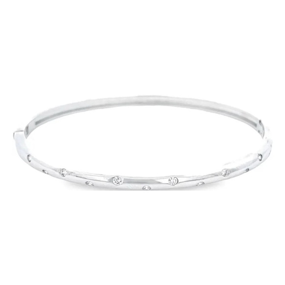 Kate Spade • Elegant Edge Pave Bangle Bracelet Silvertone - Picture 1 of 4